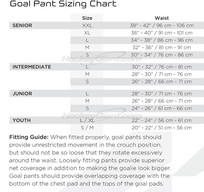 Goalie Stick Paddle Size Chart