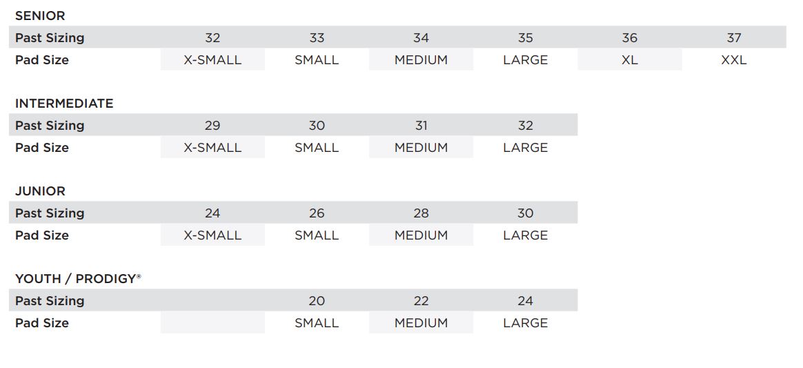 Bauer Goalie Chest Protector Size Chart