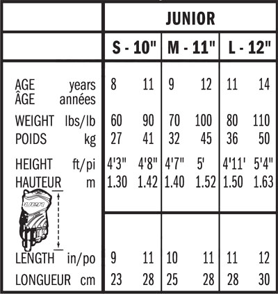 Hockey Elbow Pad Size Chart