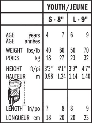 Easton Glove Size Chart