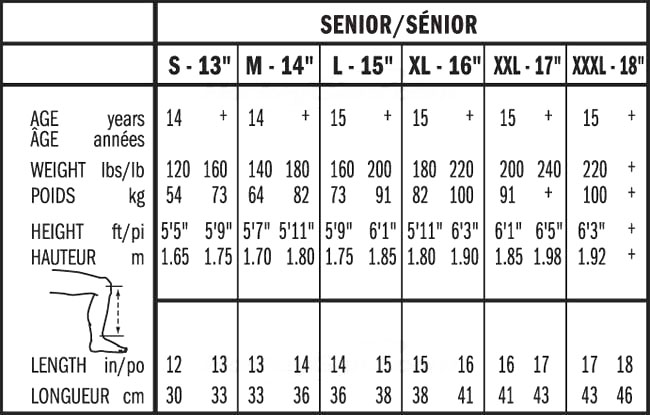 Bauer Hockey Pants Size Chart