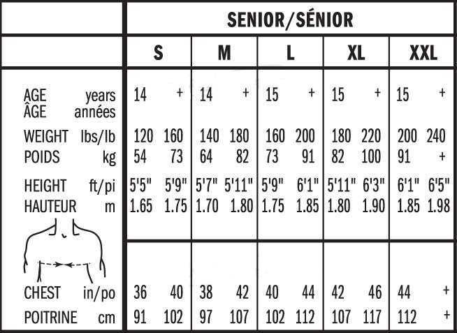 Hockey Pants Size Chart