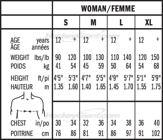 Junior Hockey Pants Sizing Chart