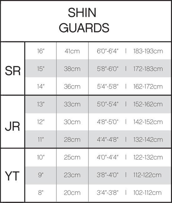 Hockey Elbow Pad Sizing Chart