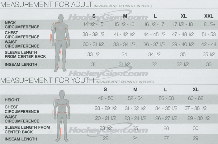 Ccm Youth Jersey Size Chart