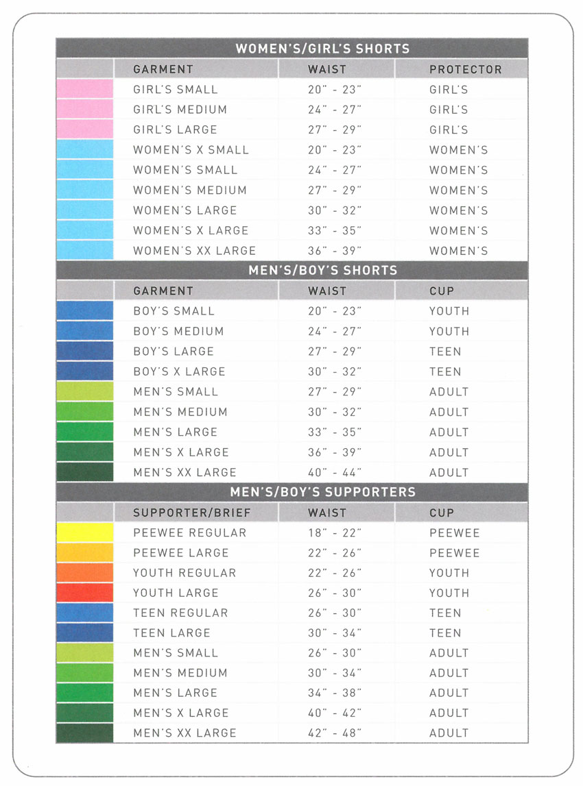 Shock Doctor Cup Size Chart