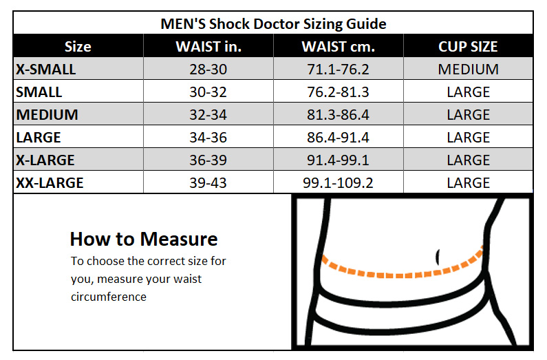 Shock Doctor Size Chart Knee