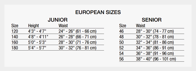 Ice Hockey Pants Size Chart