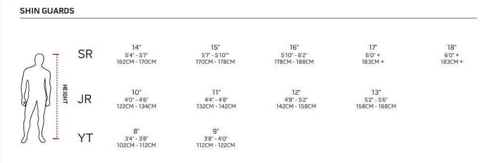 Hockey Shin Guard Size Chart