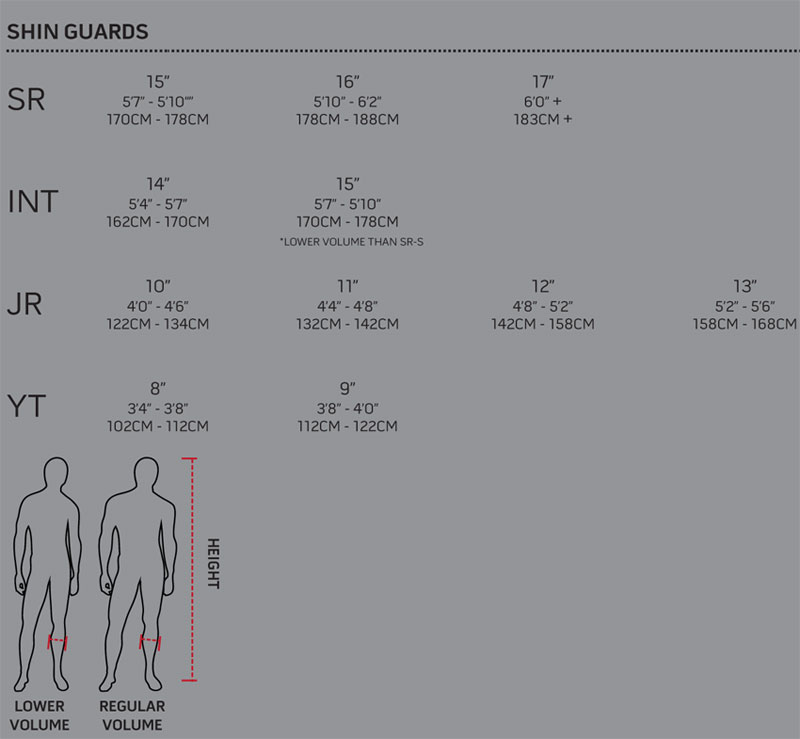 Warrior Shoulder Pad Sizing Chart