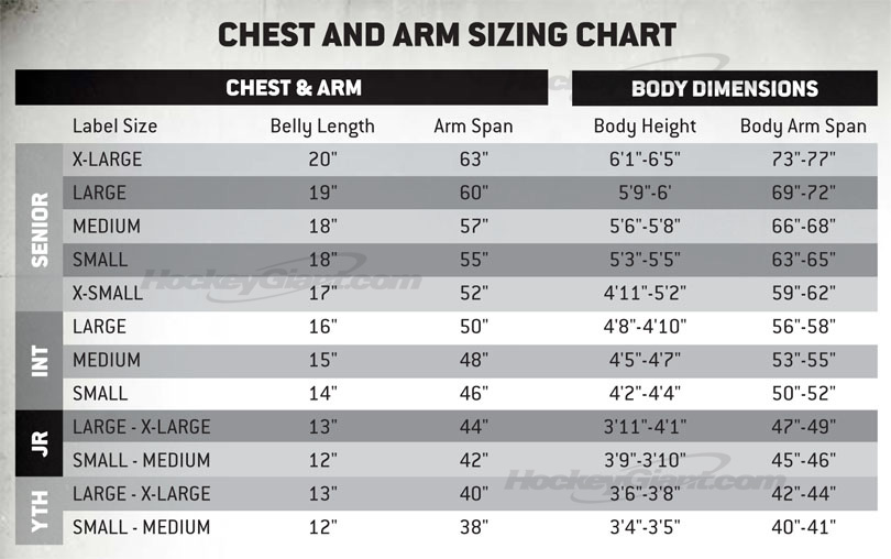 Warrior Ritual Chest Protector Sizing Chart