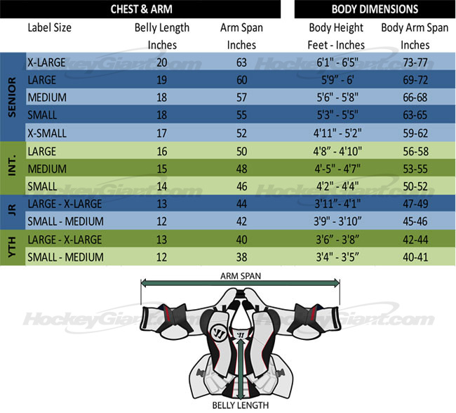 Goalie Chest Protector Sizing Chart